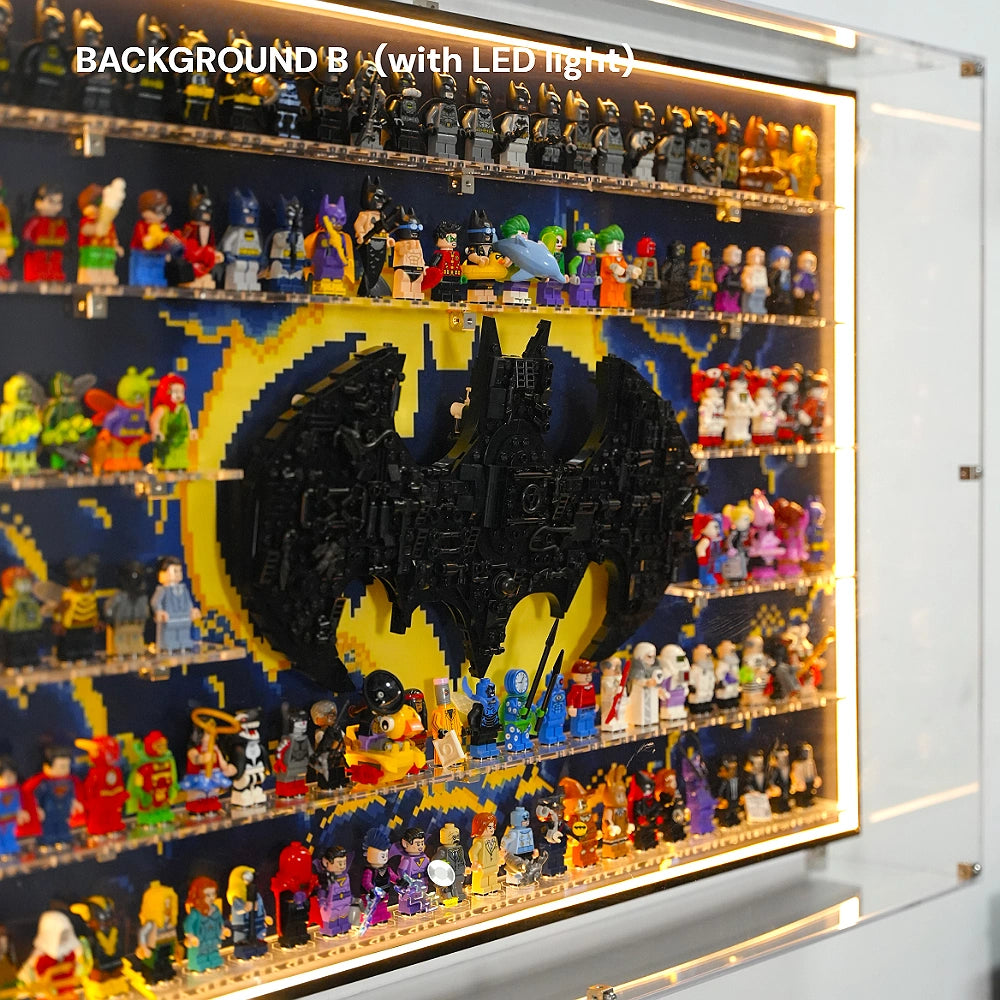 Dust Proof Wall mounted Display Case for LEGO® Batman Logo & Minifigure