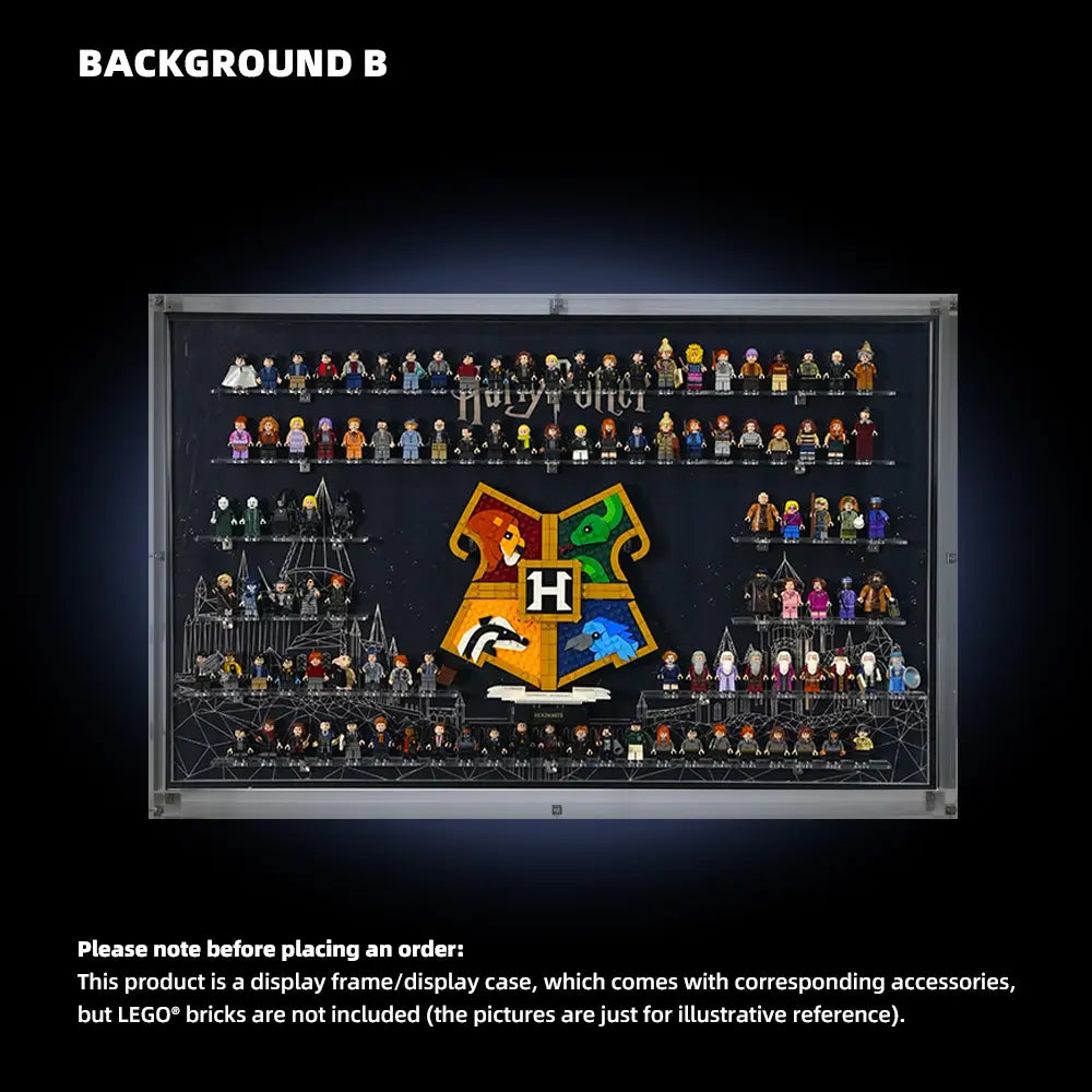 Dust Proof Wall mounted Display Case for LEGO® Harry Potter™ Hogwarts™ House Crest & Minifigure B