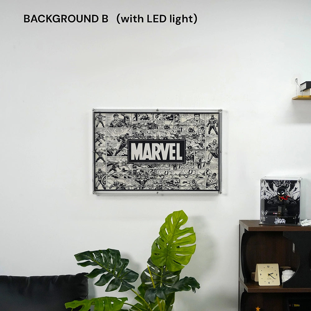 Dust Proof Wall mounted Display Case for LEGO® Marvel Logo & Minifigure