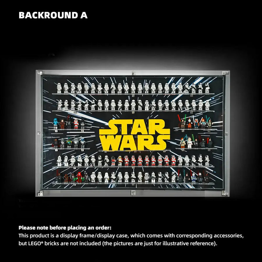 Dust Proof Wall mounted Display Case for LEGO® Star Wars™ Logo & Minifigure