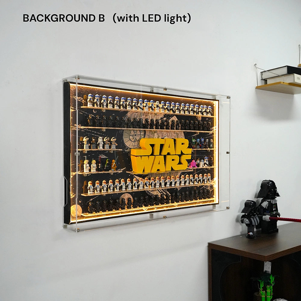 Dust Proof Wall mounted Display Case for LEGO® Star Wars™ Logo & Minifigure
