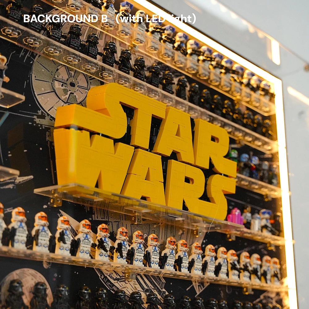 Dust Proof Wall mounted Display Case for LEGO® Star Wars™ Logo & Minifigure