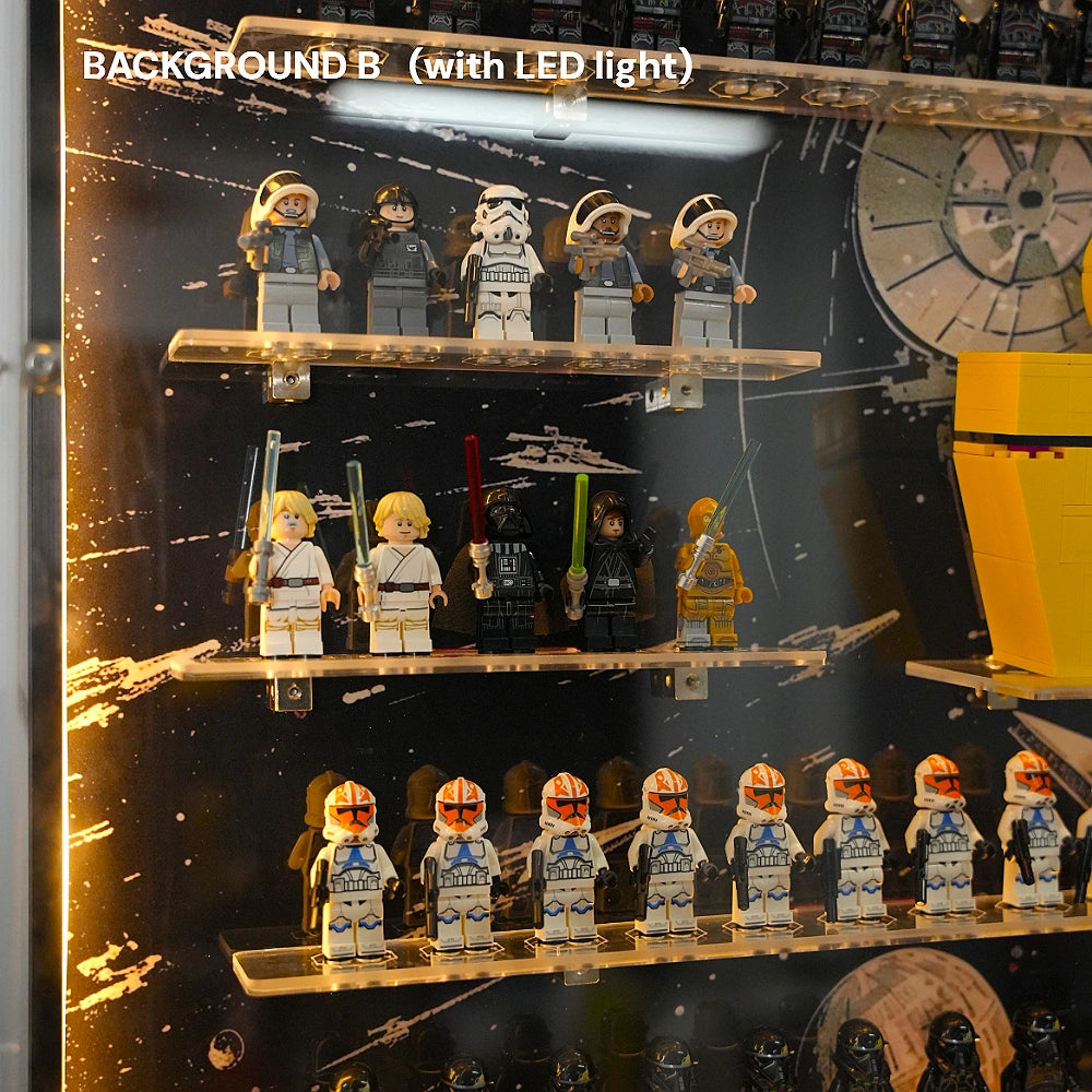 Dust Proof Wall mounted Display Case for LEGO® Star Wars™ Logo & Minifigure