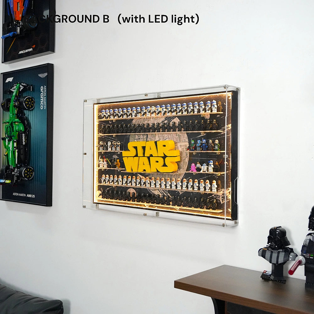 Dust Proof Wall mounted Display Case for LEGO® Star Wars™ Logo & Minifigure