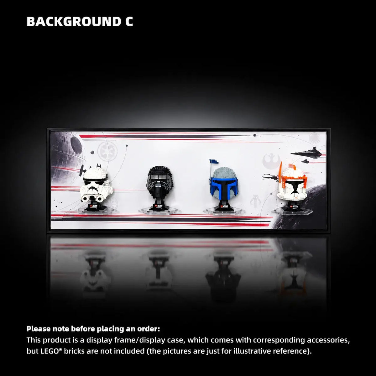 Horizontal Wall Display Frame for LEGO® Star Wars™ Helmets C