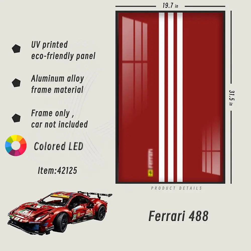 Lego Wall Mount Frame for LEGO® TECHNIC™ Ferrari 488 42125 - dia-dia-dia
