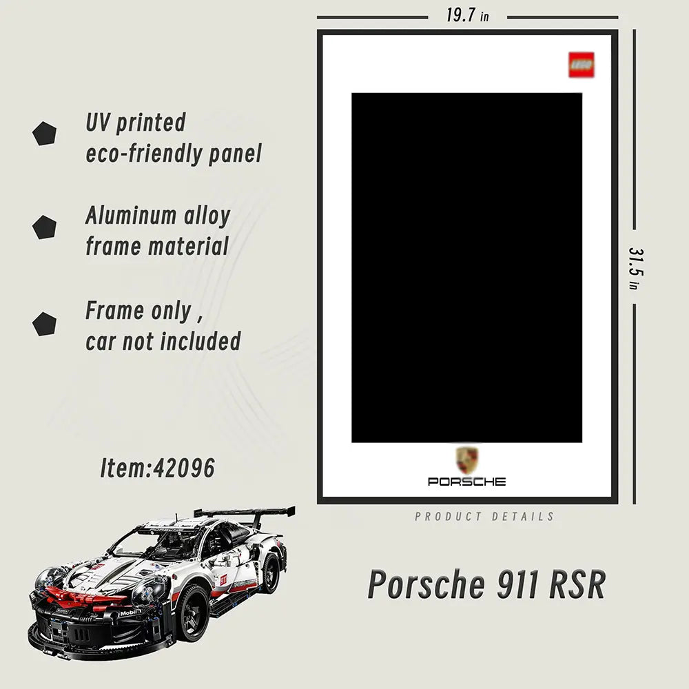 Lego Wall Mount Frame for LEGO® TECHNIC™ Porsche 911 RSR 42096 - dia-dia-dia