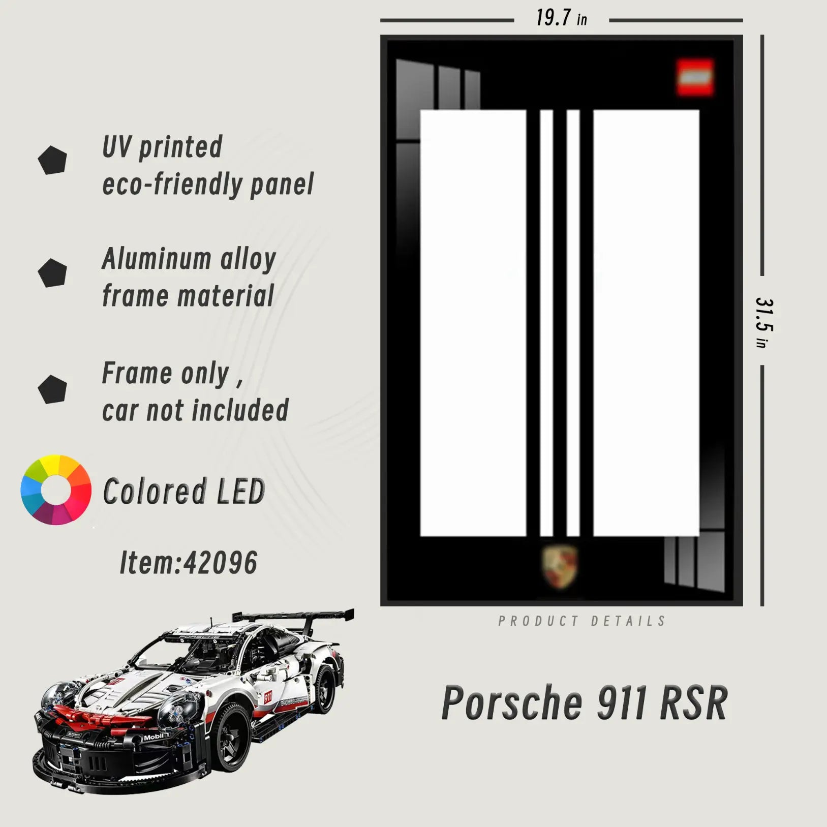 Lego Wall Mount Frame for LEGO® TECHNIC™ Porsche 911 RSR 42096 - dia-dia-dia