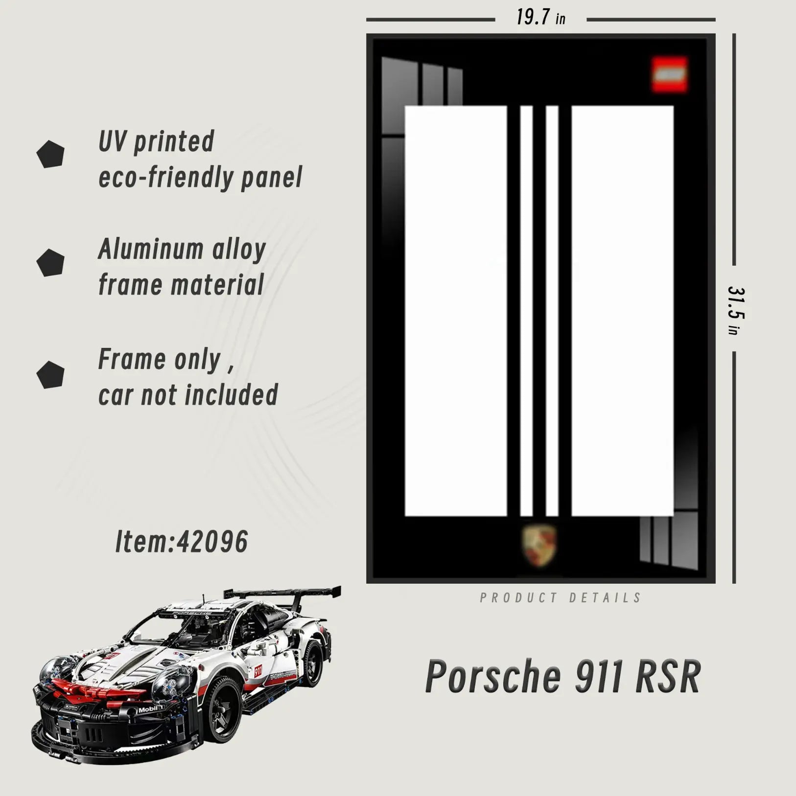 Lego Wall Mount Frame for LEGO® TECHNIC™ Porsche 911 RSR 42096 - dia-dia-dia
