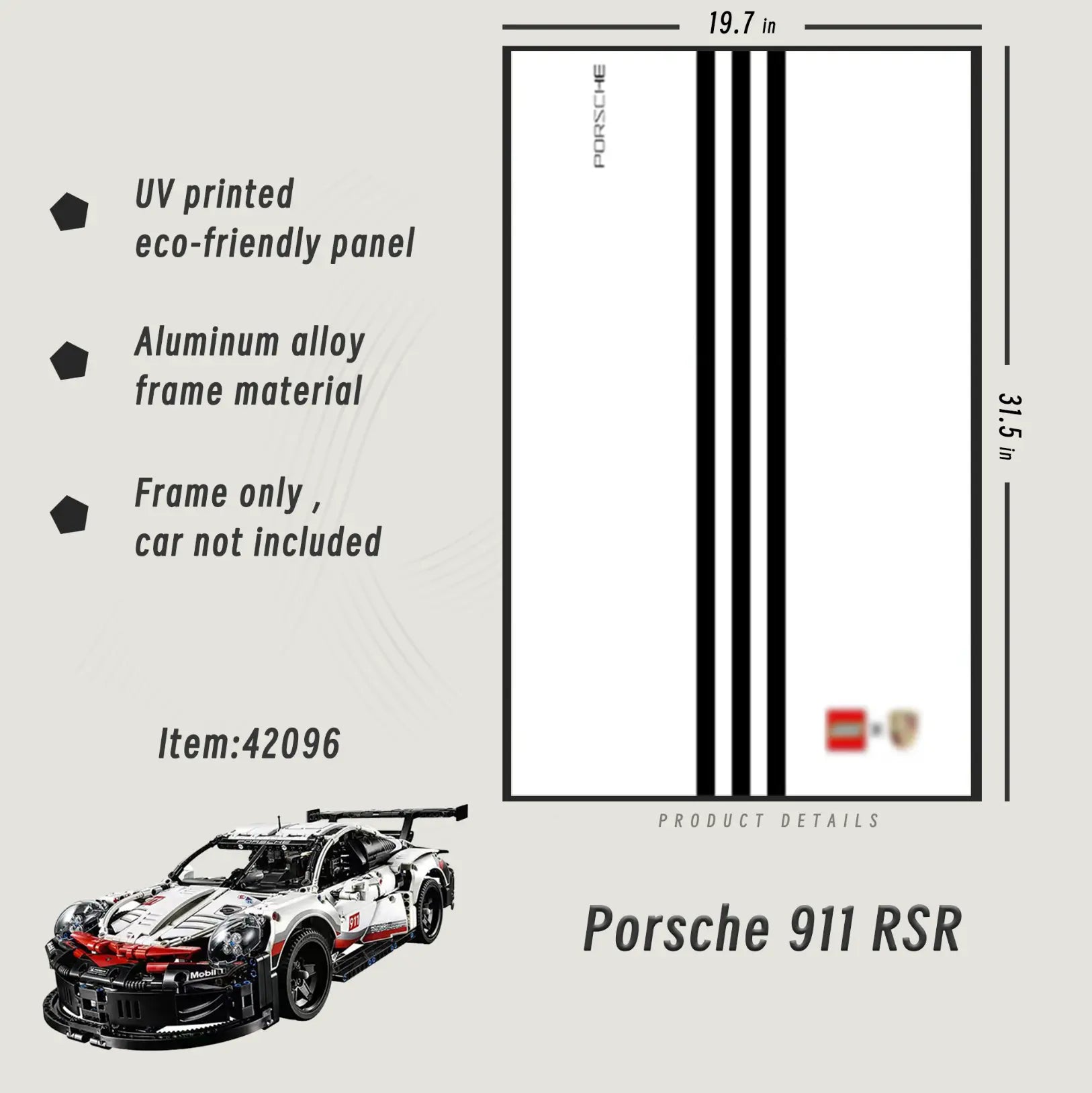 Lego Wall Mount Frame for LEGO® TECHNIC™ Porsche 911 RSR 42096 - dia-dia-dia
