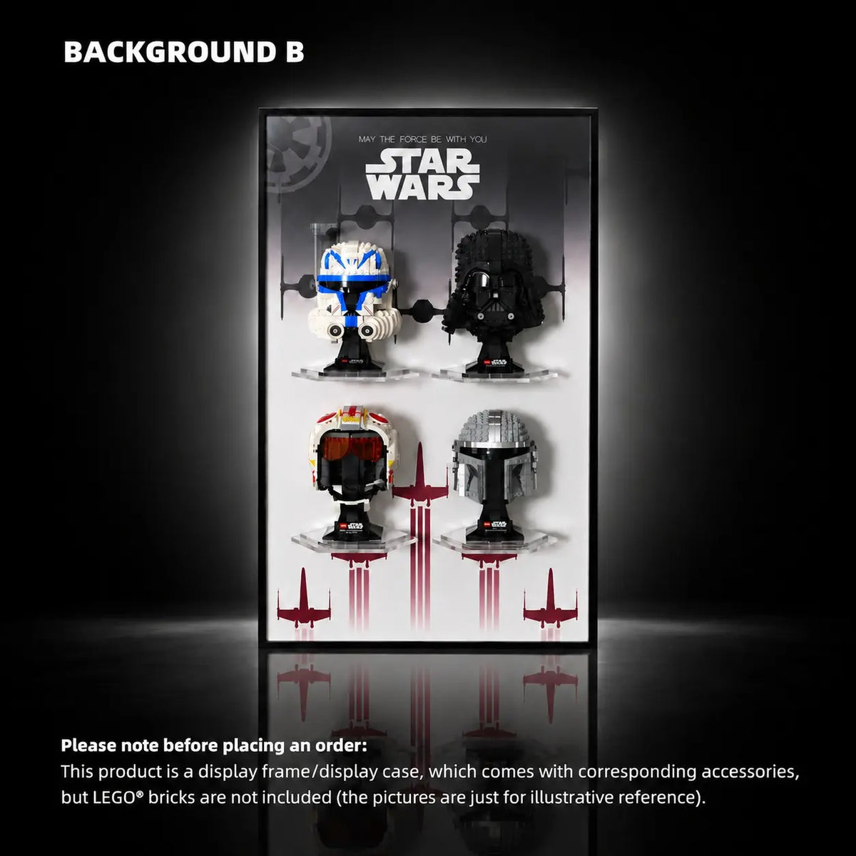 Vertical Wall Display Frame for LEGO® Star Wars™ Helmets (75327＆75328＆75349＆75304)