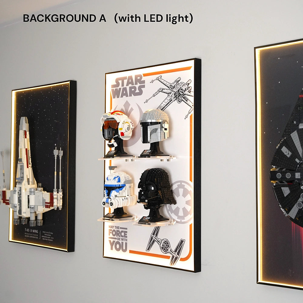 Vertical Wall Display Frame for LEGO® Star Wars™ Helmets (75327＆75328＆75349＆75304)