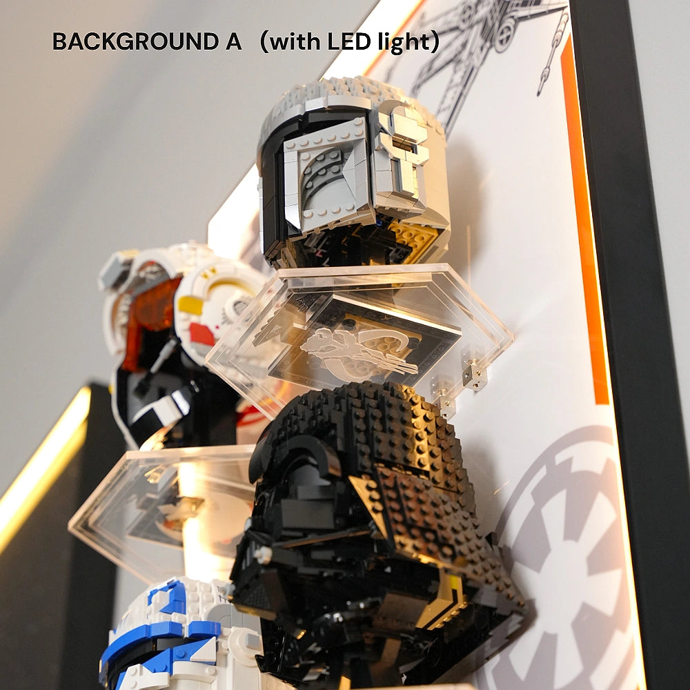Vertical Wall Display Frame for LEGO® Star Wars™ Helmets (75327＆75328＆75349＆75304)