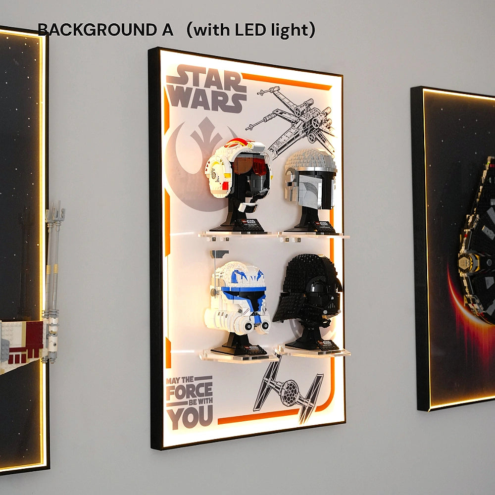 Vertical Wall Display Frame for LEGO® Star Wars™ Helmets (75327＆75328＆75349＆75304)