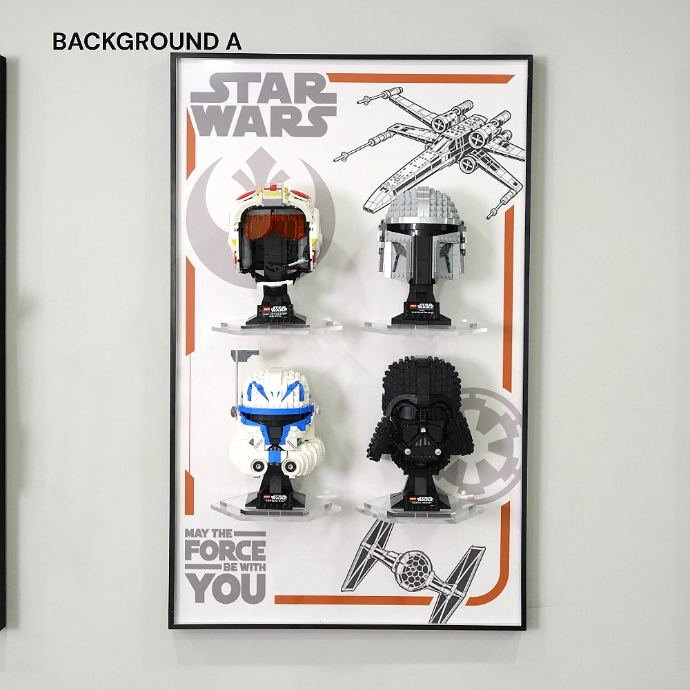 Vertical Wall Display Frame for LEGO® Star Wars™ Helmets (75327＆75328＆75349＆75304)