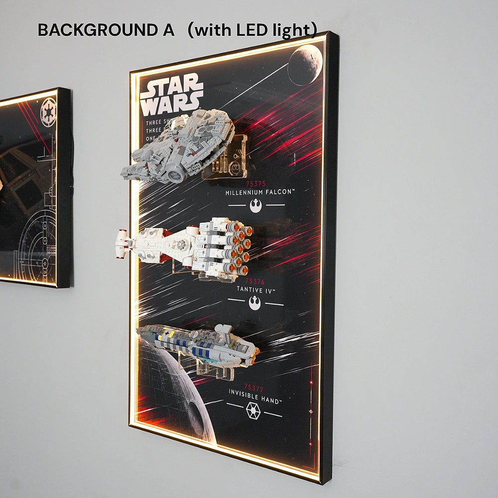 Wall Display Frame for LEGO® Star Wars™ Millennium Falcon™ ＆ Tantive IV™ ＆ Invisible Hand™ (75375＆75376＆75377)