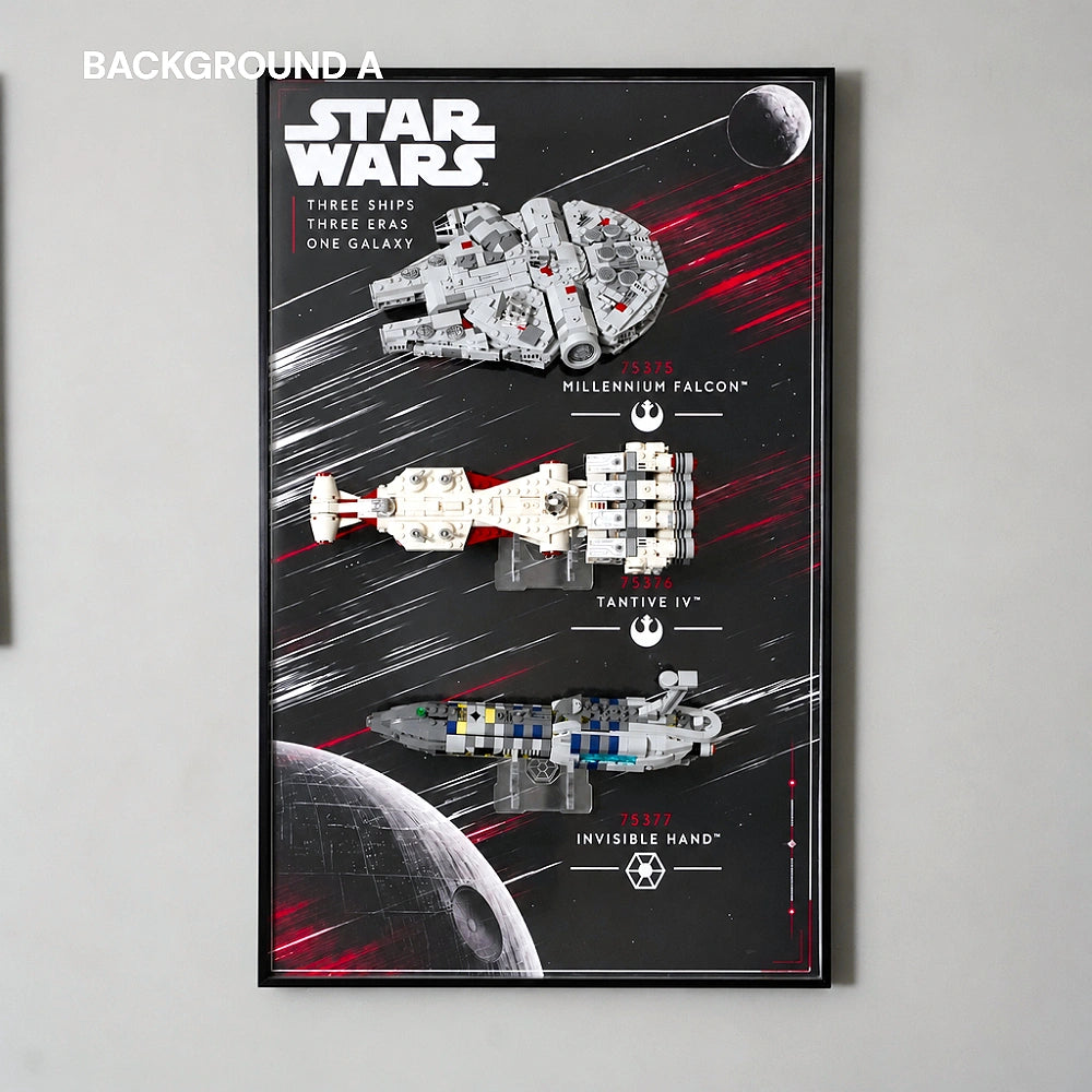 Wall Display Frame for LEGO® Star Wars™ Millennium Falcon™ ＆ Tantive IV™ ＆ Invisible Hand™ (75375＆75376＆75377)