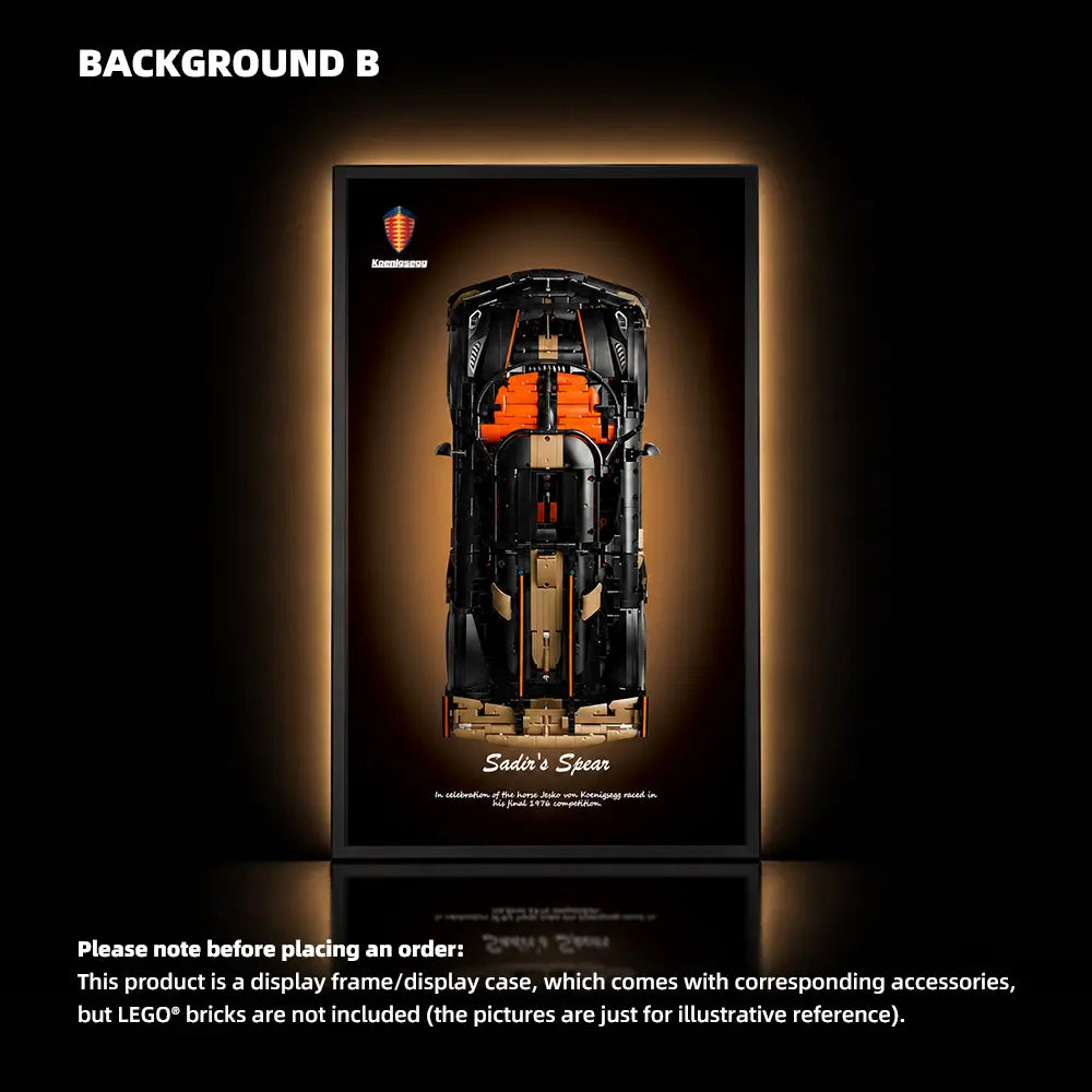 Wall Display Frame for LEGO® Technic™ Koenigsegg Sadair's Spear Megaca (42232)