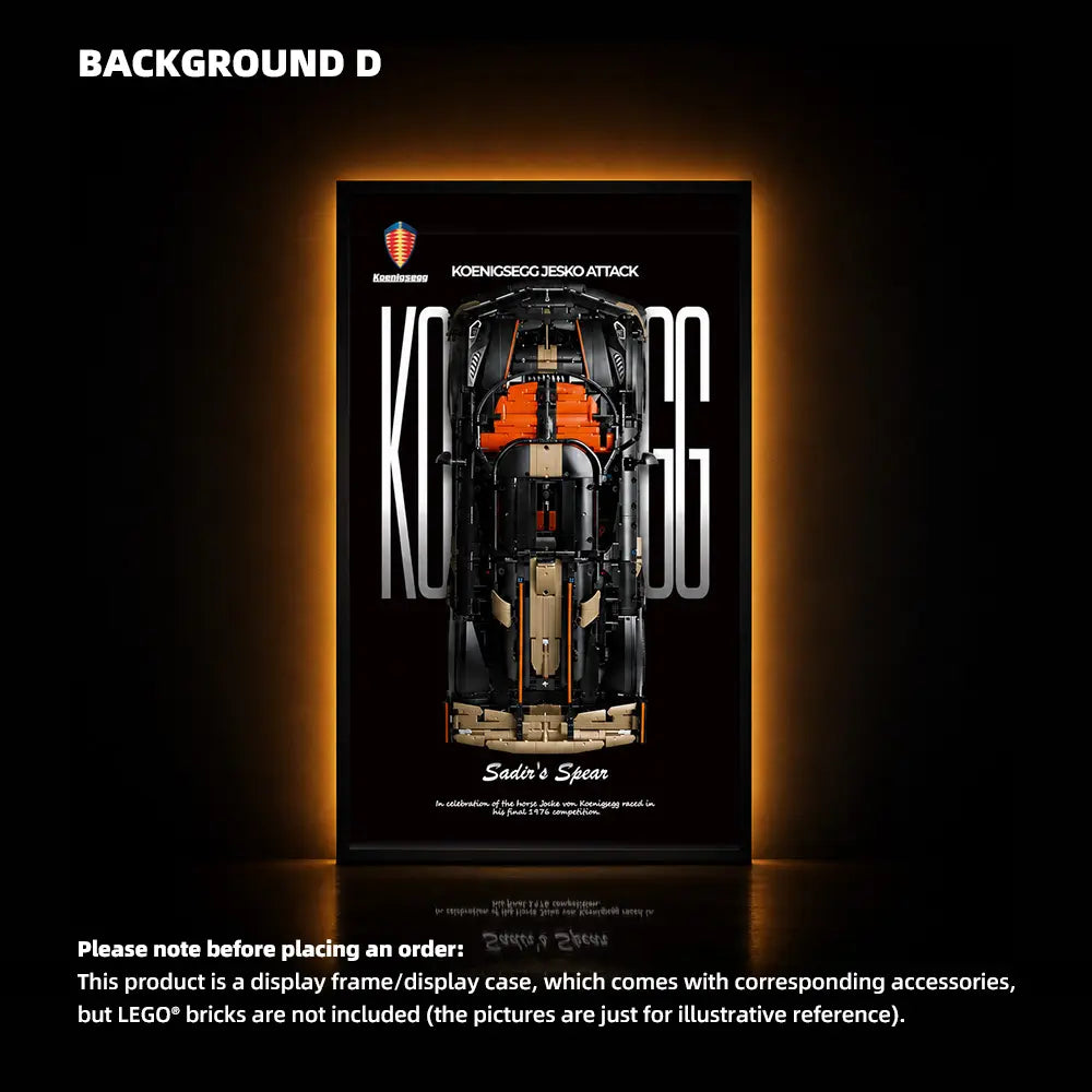 Wall Display Frame for LEGO® Technic™ Koenigsegg Sadair's Spear Megaca (42232)