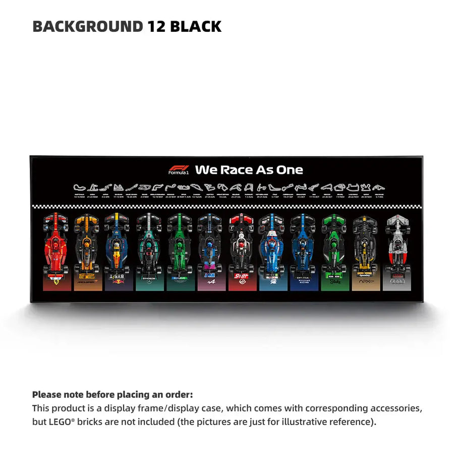 Wall Display Frame for LEGO® 12 x F1 Speed Champions F1 Cars