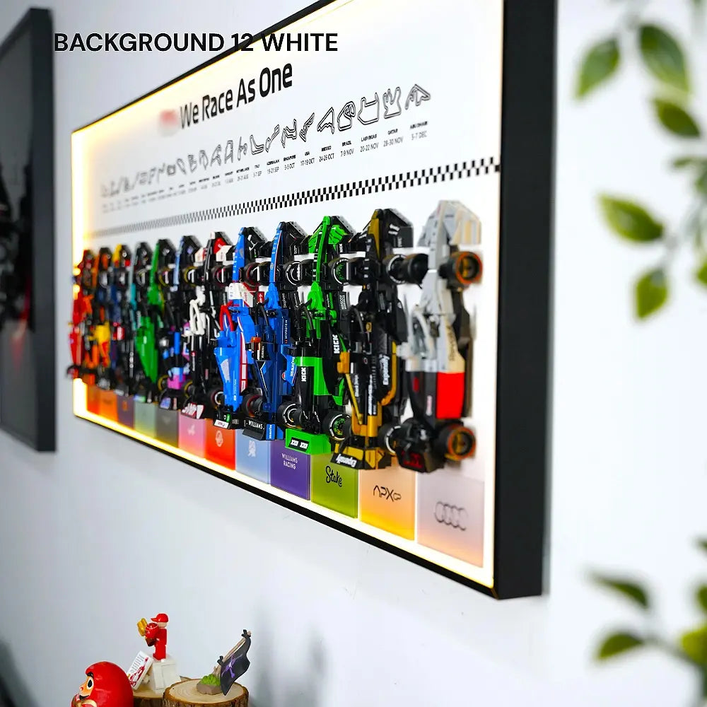 Wall Display Frame for LEGO® 12 x F1 Speed Champions F1 Cars