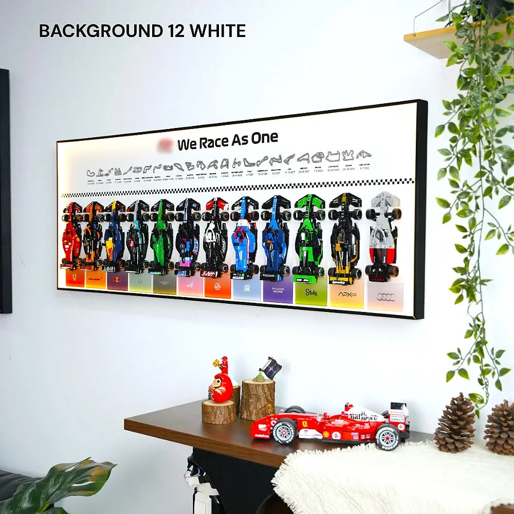 Wall Display Frame for LEGO® 12 x F1 Speed Champions F1 Cars