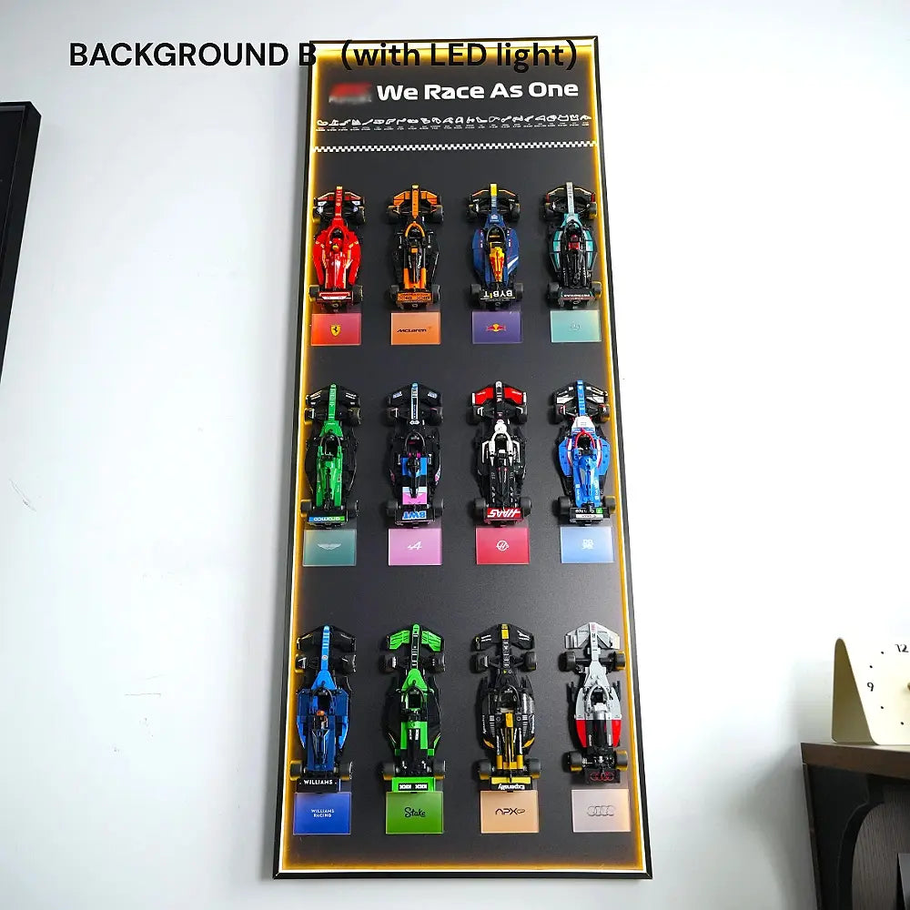 Wall Display Frame for LEGO® 12 x F1 Speed Champions F1 Cars vertical B