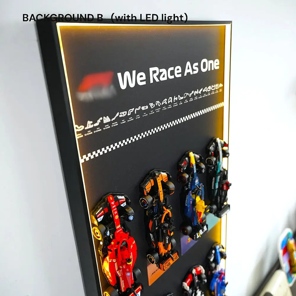 Wall Display Frame for LEGO® 12 x F1 Speed Champions F1 Cars vertical B