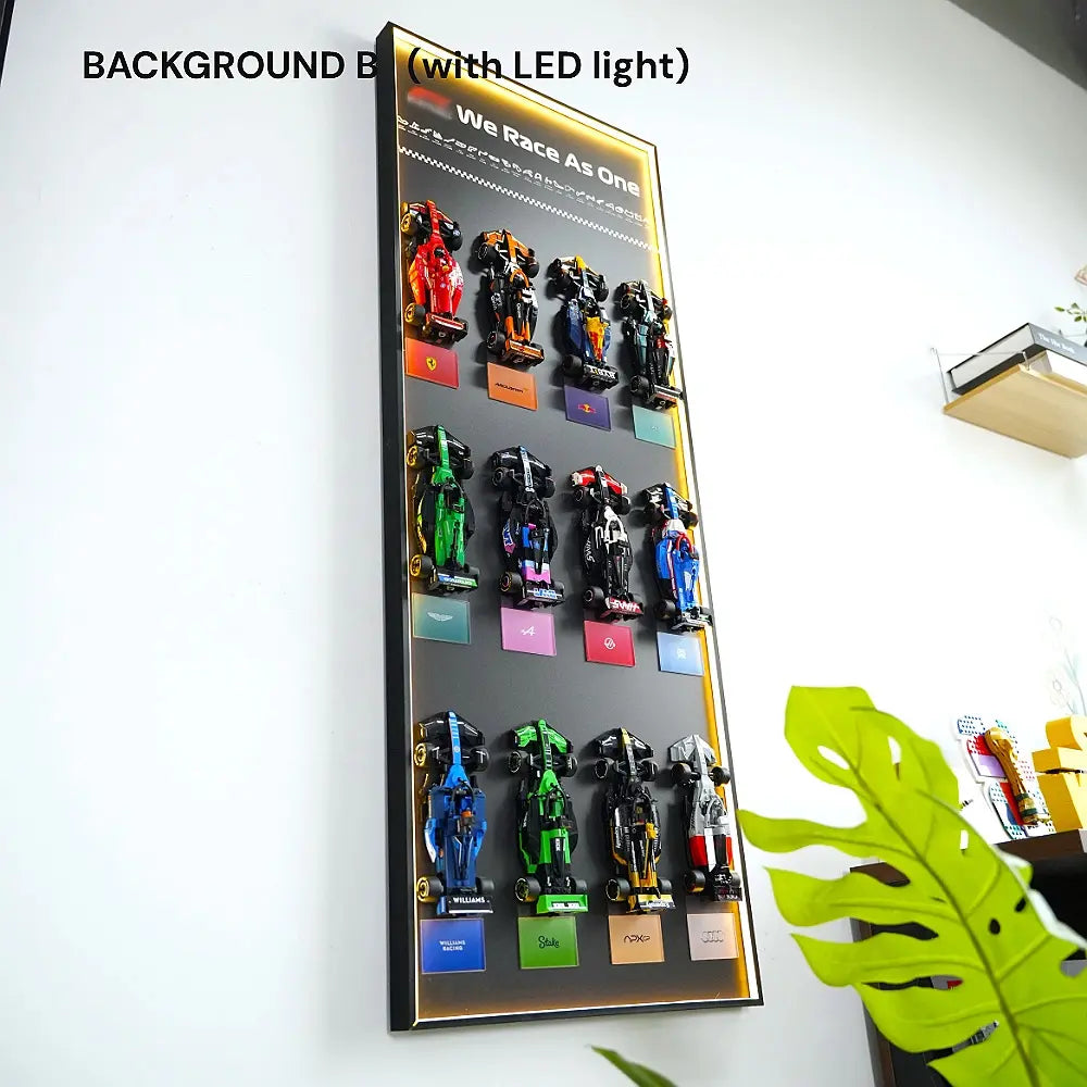 Wall Display Frame for LEGO® 12 x F1 Speed Champions F1 Cars vertical B