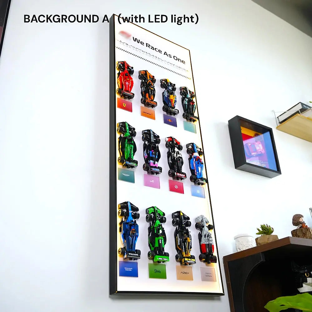 Wall Display Frame for LEGO® 12 x F1 Speed Champions F1 Cars vertical W
