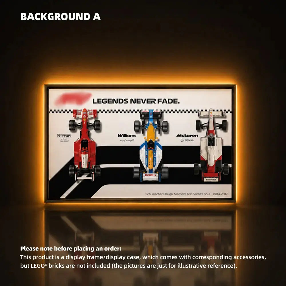 Wall Display Frame for LEGO® F1 Legends (10330, 10353, 11375)