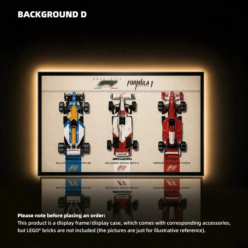 Wall Display Frame for LEGO® F1 Legends (10330, 10353, 11375)