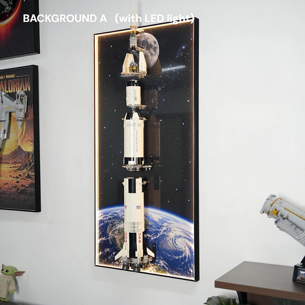 Wall Display Frame for LEGO® Ideas NASA Apollo Saturn V - Separated Stages (92176)&(21309)