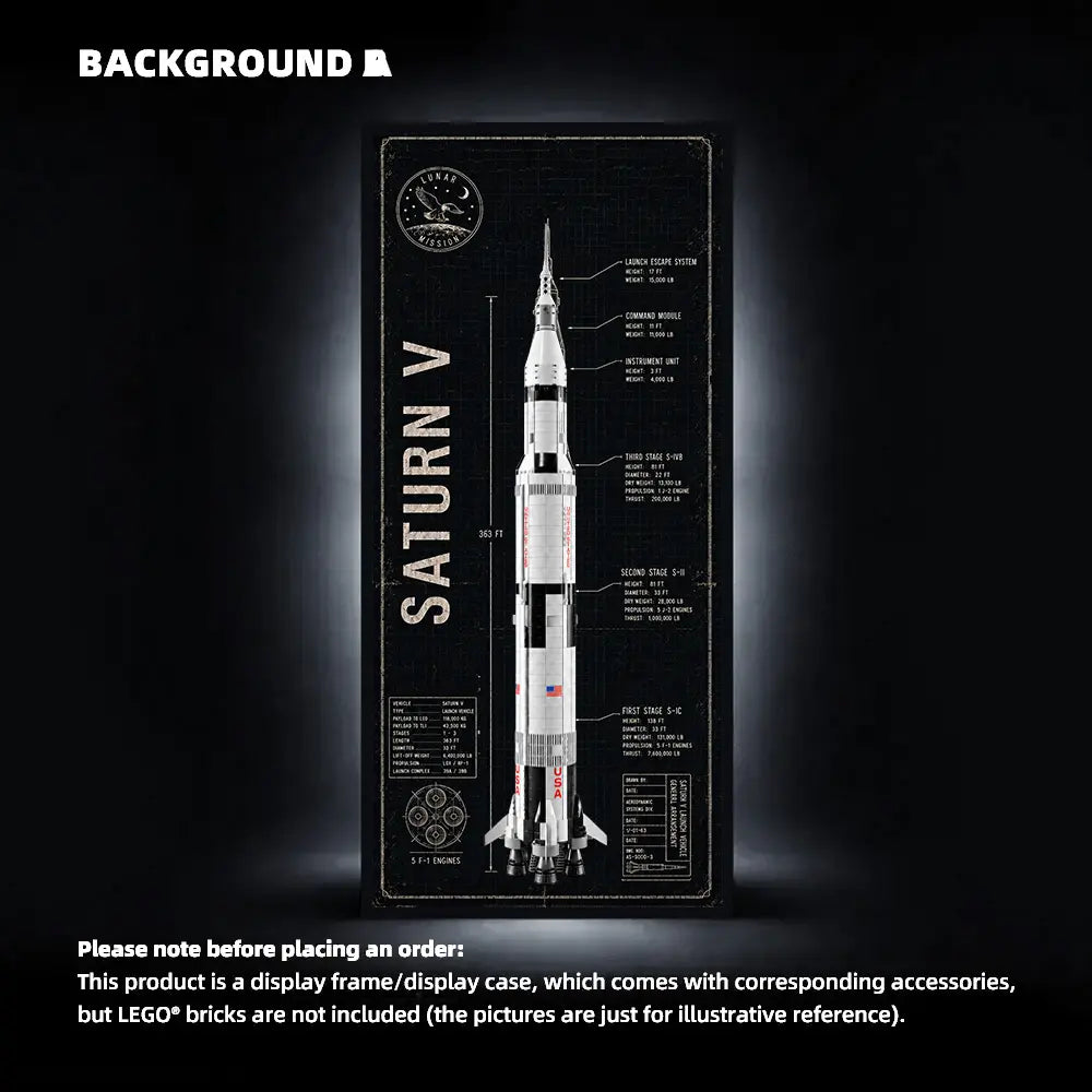 Wall Display Frame for LEGO® Ideas NASA Apollo Saturn V (92176)