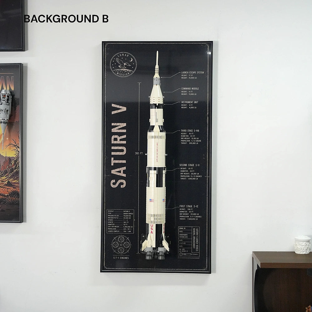 Wall Display Frame for LEGO® Ideas NASA Apollo Saturn V (92176)&(21309)