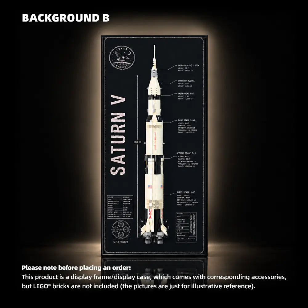 Wall Display Frame for LEGO® Ideas NASA Apollo Saturn V (92176)
