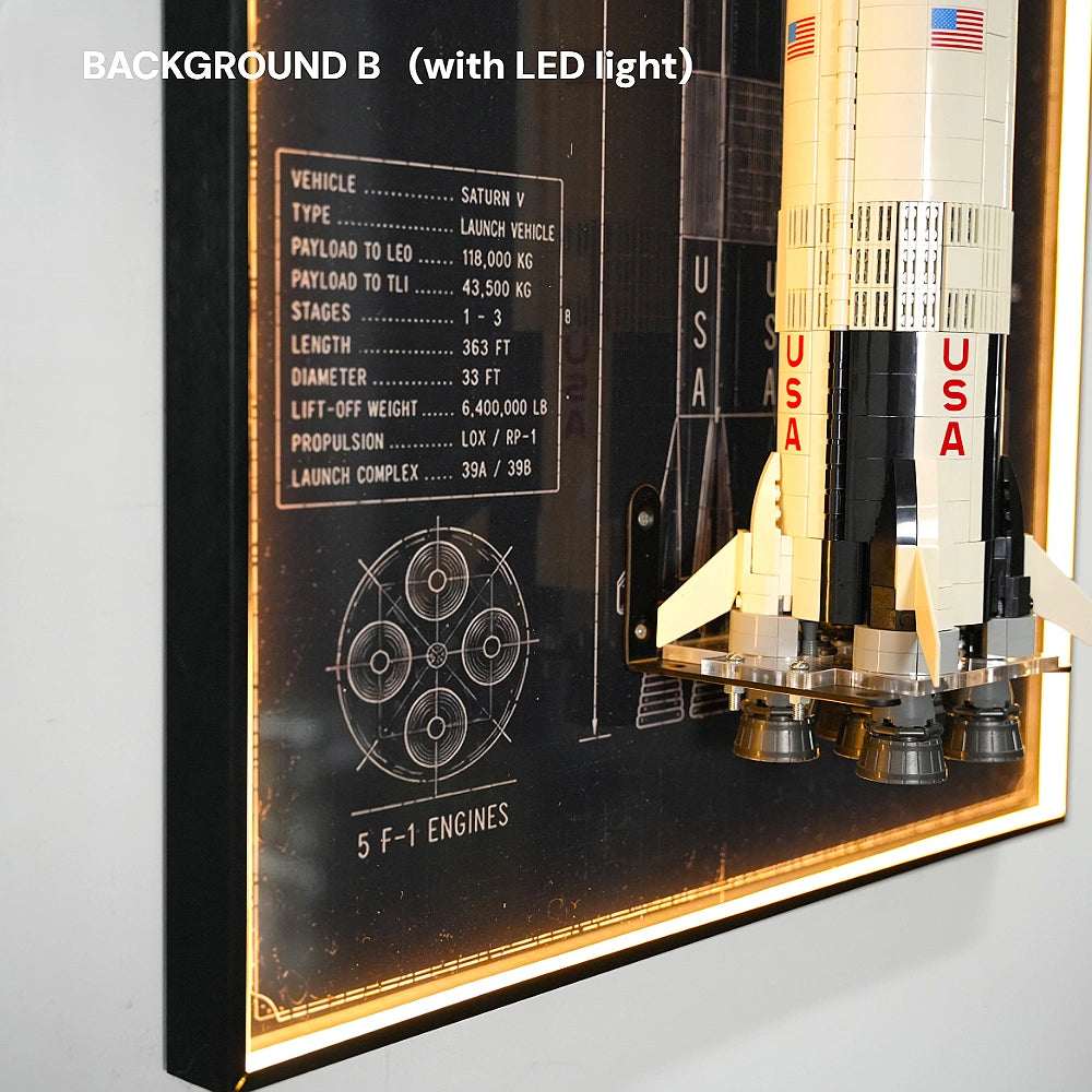 Wall Display Frame for LEGO® Ideas NASA Apollo Saturn V (92176)&(21309)