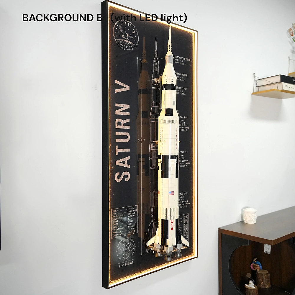 Wall Display Frame for LEGO® Ideas NASA Apollo Saturn V (92176)&(21309)