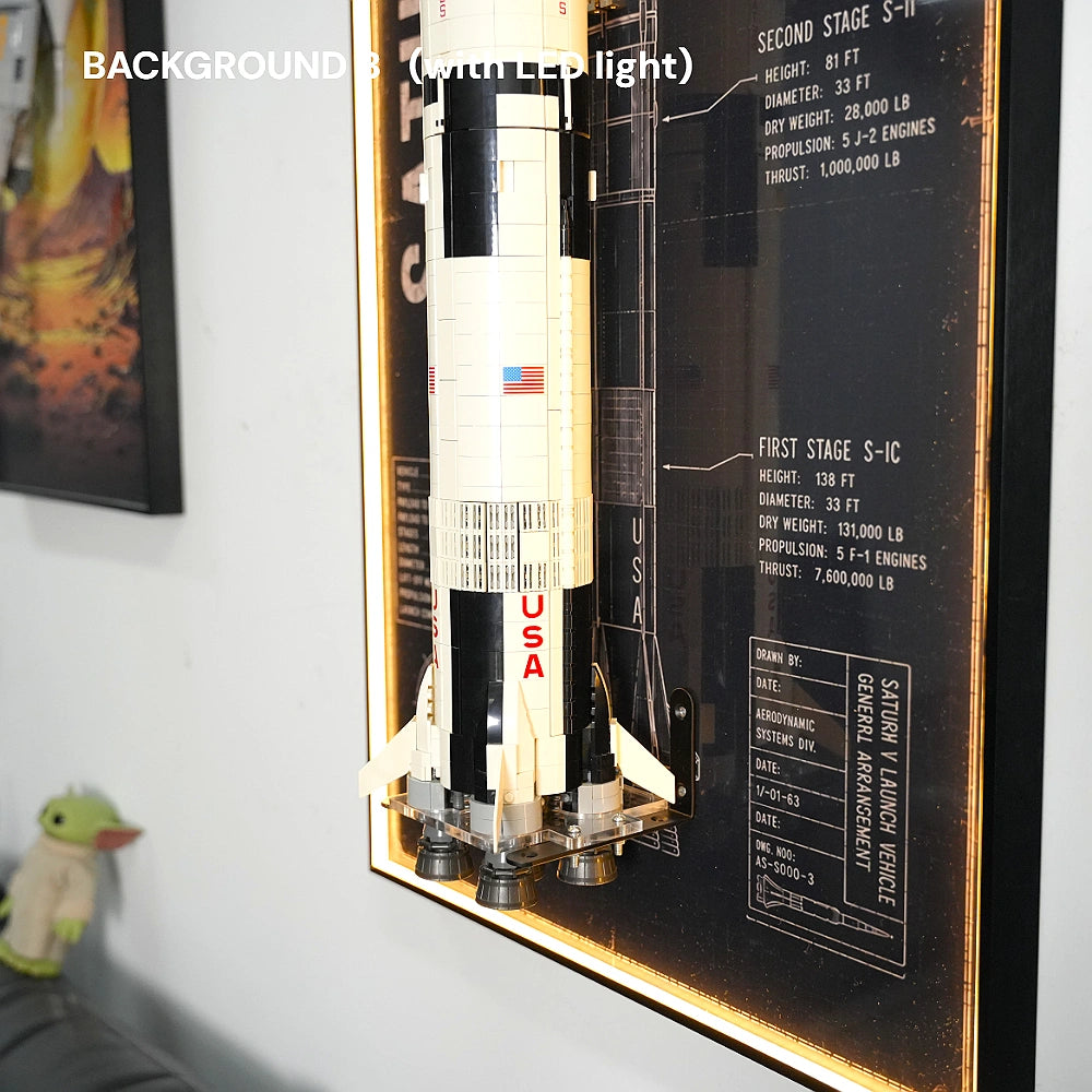 Wall Display Frame for LEGO® Ideas NASA Apollo Saturn V (92176)&(21309)