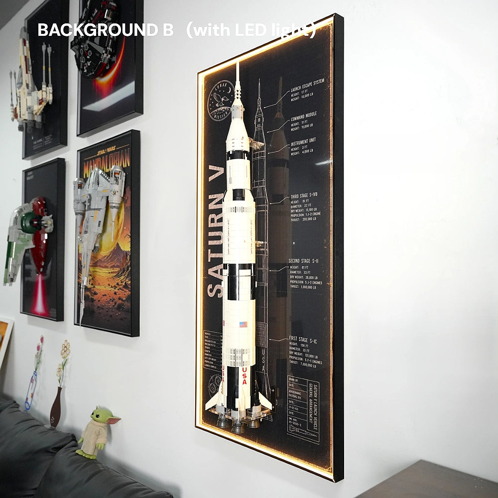 Wall Display Frame for LEGO® Ideas NASA Apollo Saturn V (92176)&(21309)