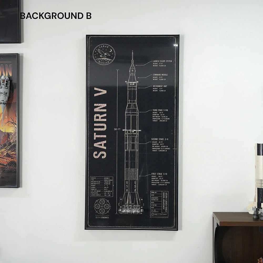 Wall Display Frame for LEGO® Ideas NASA Apollo Saturn V (92176)&(21309)