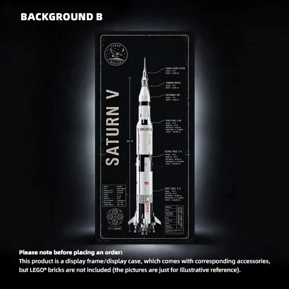 Wall Display Frame for LEGO® Ideas NASA Apollo Saturn V (92176)