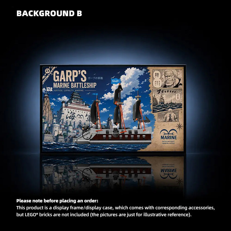 Wall Display Frame for LEGO® One Piece Garp’s Marine Battleship (75646)