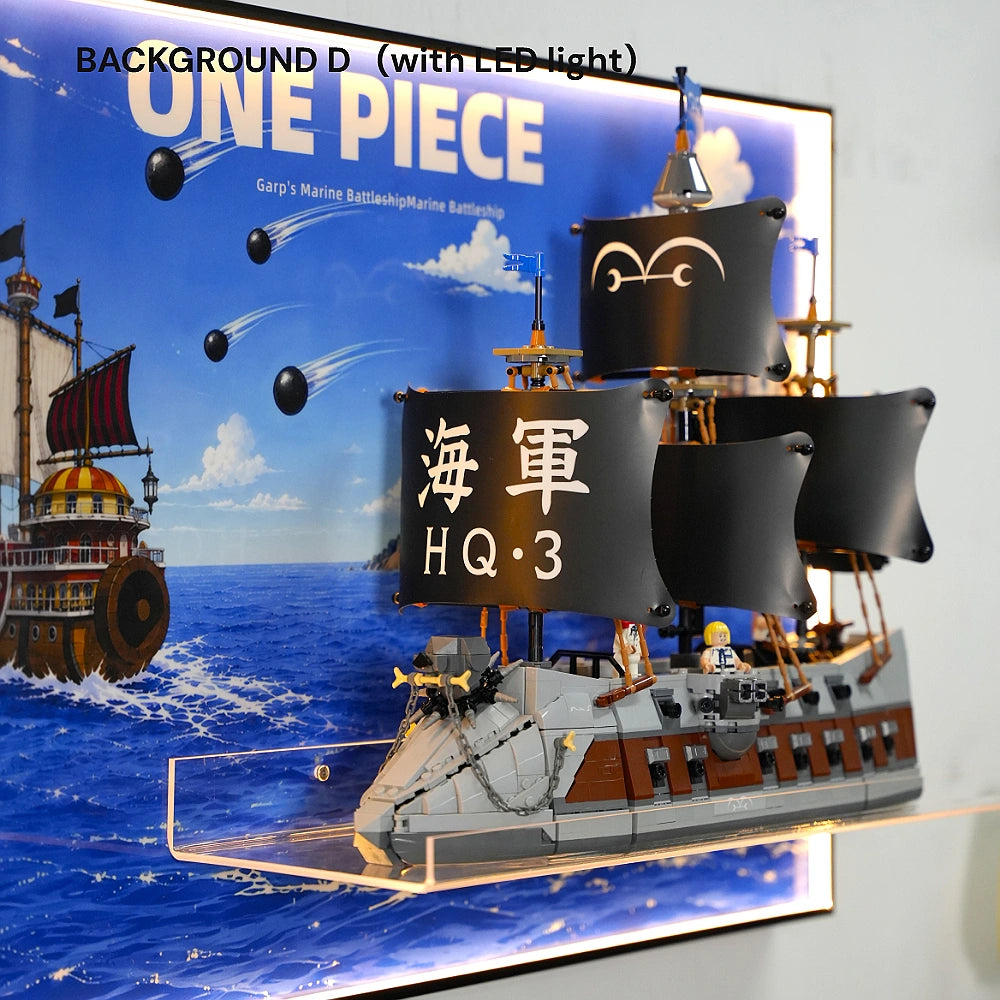 Wall Display Frame for LEGO® One Piece Garp’s Marine Battleship (75646)