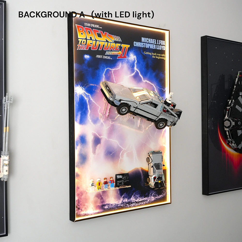 Wall Display frame for LEGO® ICONS™ Back to the Future Time Machine (77256 & 10300)