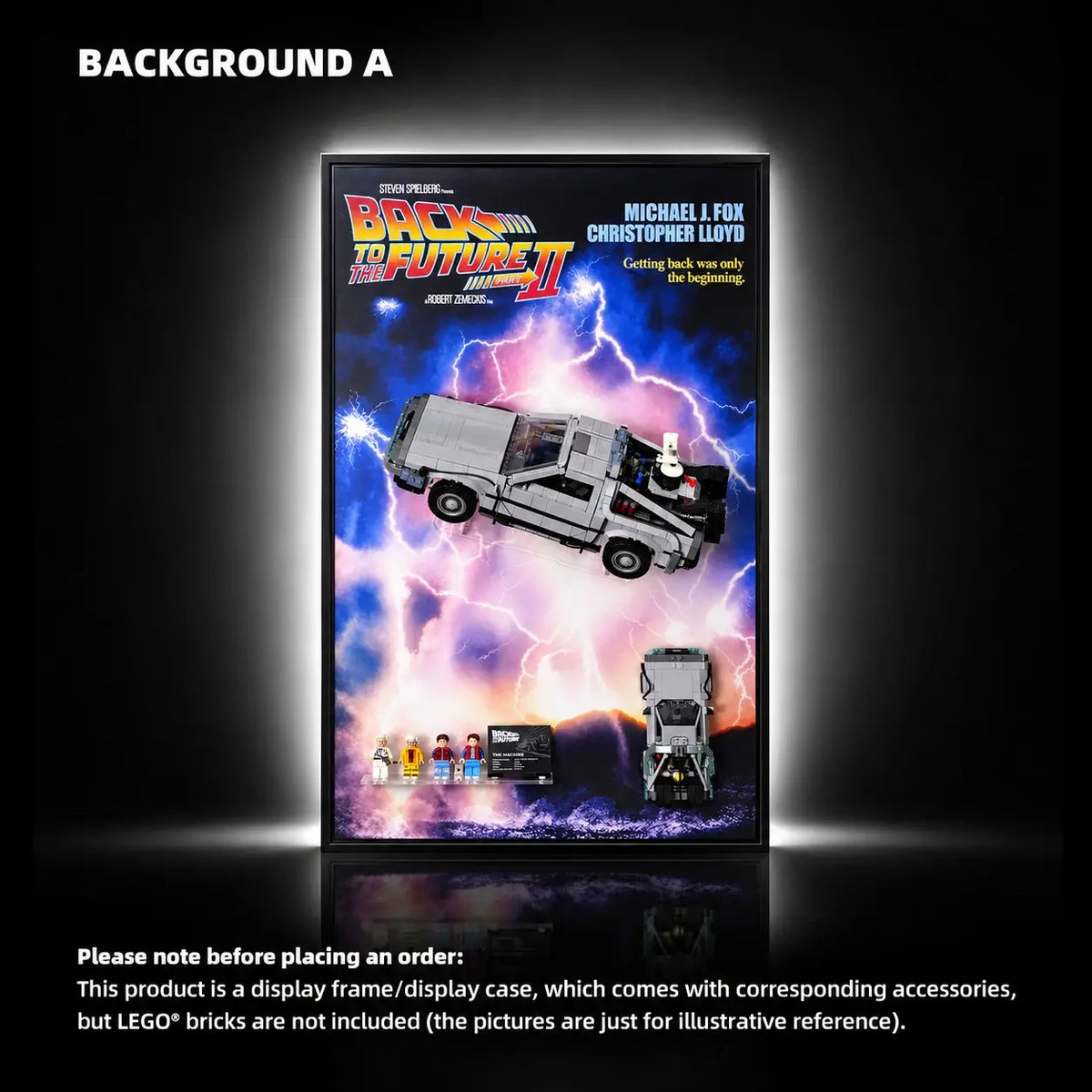 Wall Display frame for LEGO® ICONS™ Back to the Future Time Machine (77256 & 10300)A