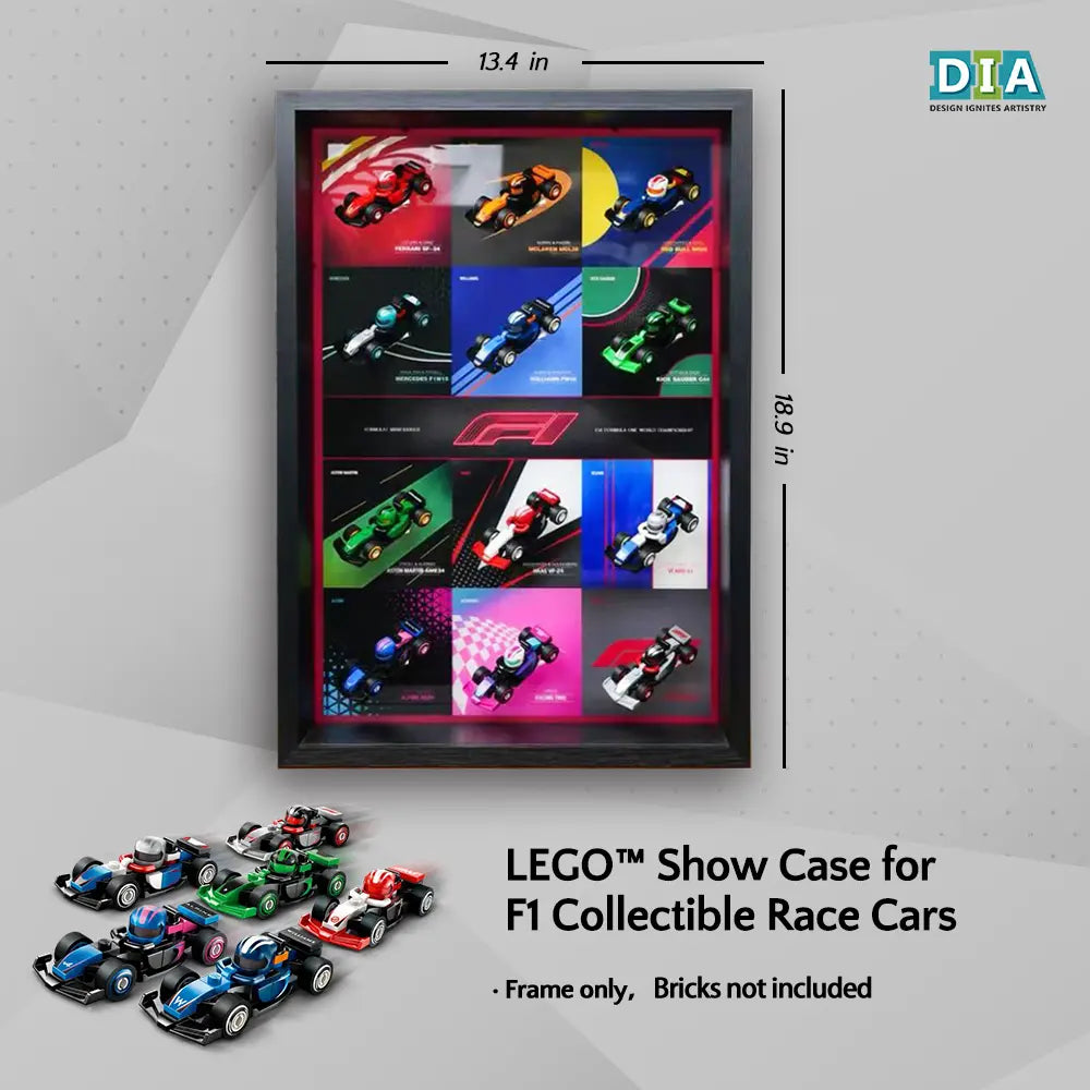 Vitrine Murale Acrylique Pour LEGO Speed Champions F1 (modèles 77242 à 77251) - 50,5x80,5 Cm - Anti-poussière, Transparente - 3