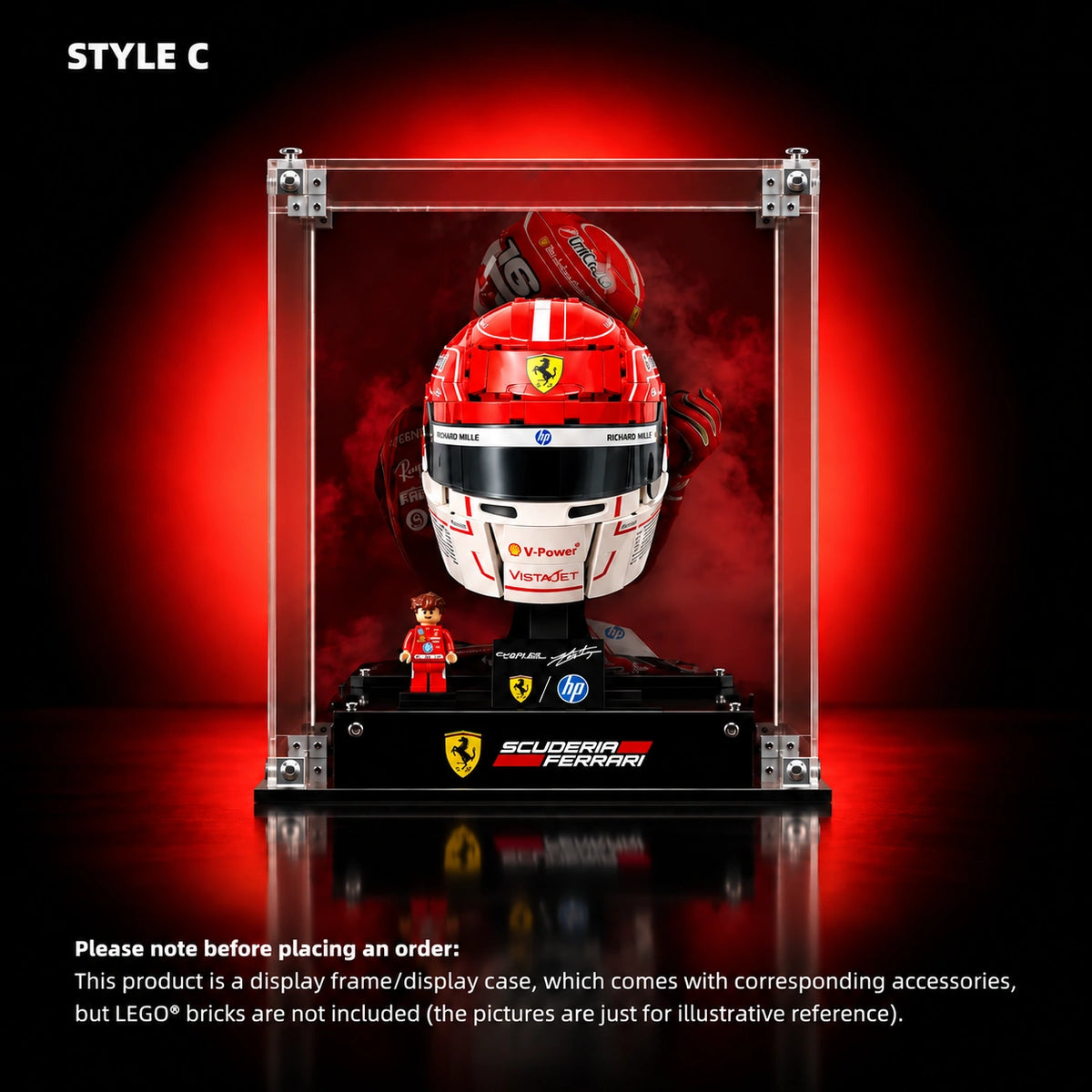 Acrylic Display Case for LEGO® Editions Scuderia Ferrari HP Helmet (43014)&(43022)