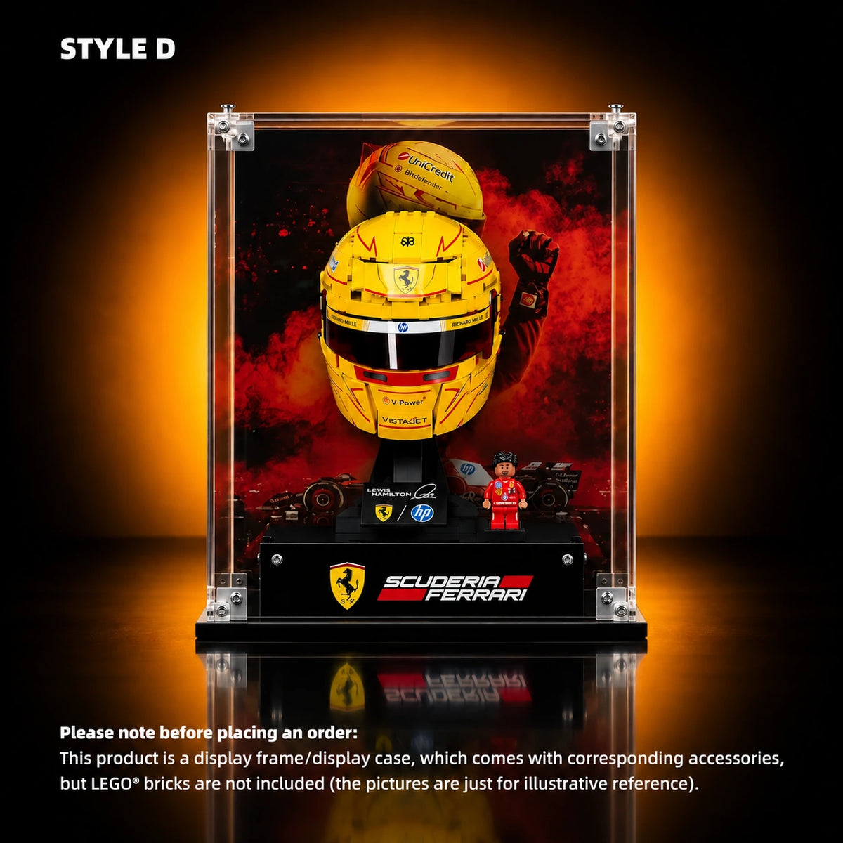 Acrylic Display Case for LEGO® Editions Scuderia Ferrari HP Helmet (43014)&(43022)