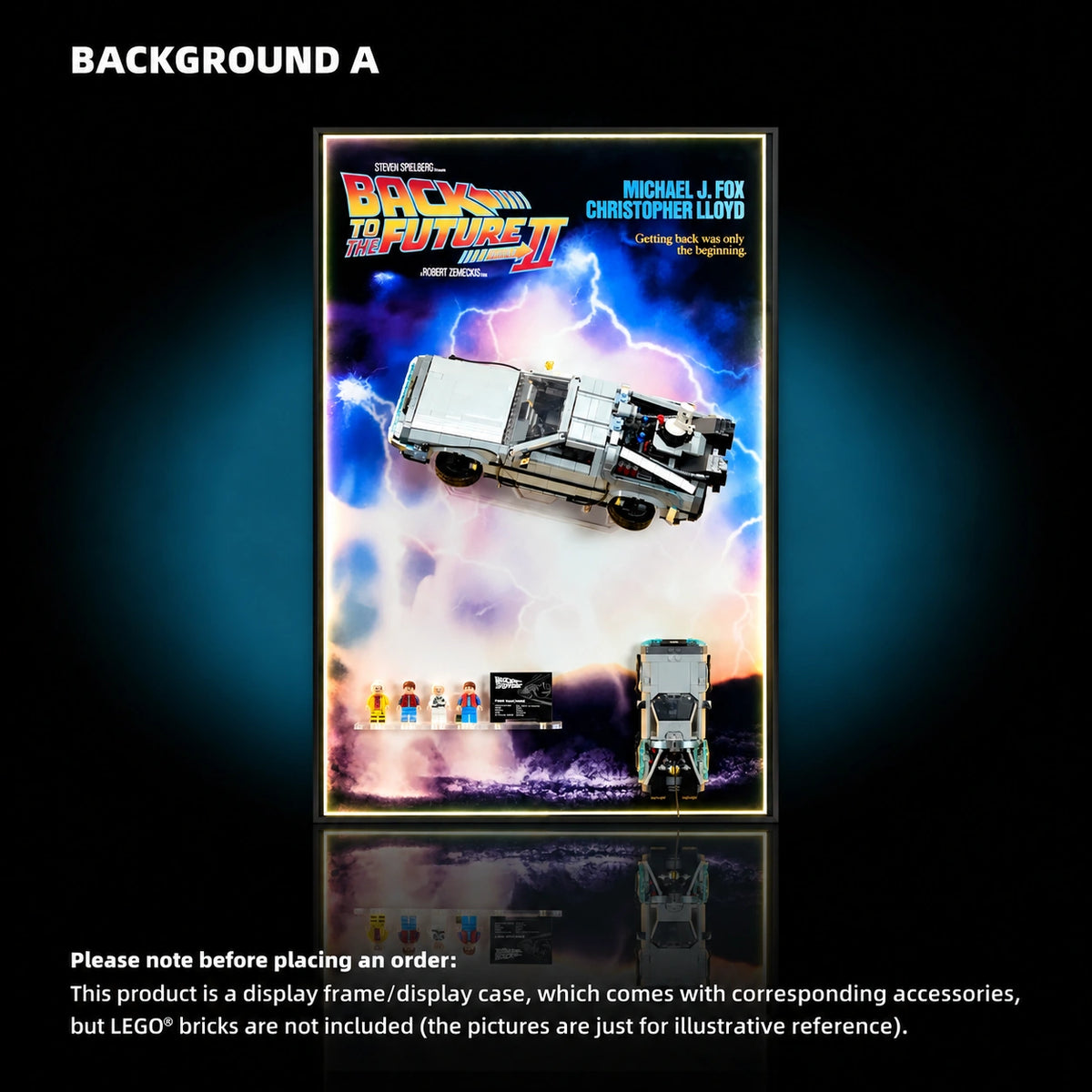 [pre-sale]Wall Display frame for LEGO® ICONS™ Back to the Future Time Machine (77256 & 10300)